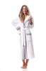 Morgenstern Bademantel Damen Kapuze, Multifaser, Geena 2, weiß/hellgrau